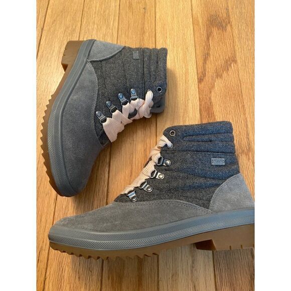 Keds, women's lace up grey suede high top winter ankle booties size 7.5 - Picture 6 of 9